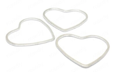 Heart Earrings Rhodium Plate 13x14mm 2prs