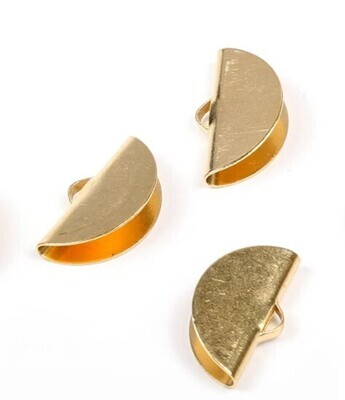 Crimp Ends Half Moon Gold Plate 15mm 4 pcs