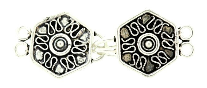 Bali Style Silver Hook &amp; Eye Clasp 7016