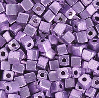 Square Beads Metallic Purple 3.4x3.4mm 