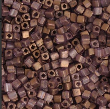 Square Beads Metallic Golden Lustre Matte  3.4x3.4mm