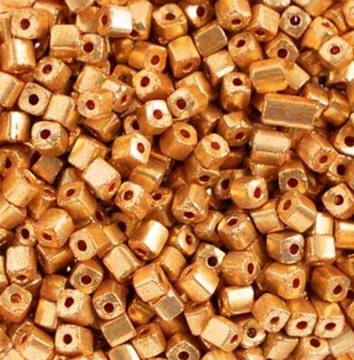 Square Beads Metallic Shiny Gold 3.4x3.4mm 