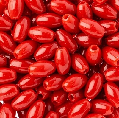 Oat Beads 9x6mm Pkg of 100 Red