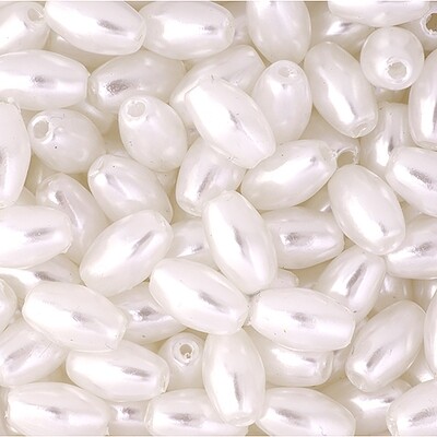 Oat Beads 9x6mm Pkg of 100 Pearlized White