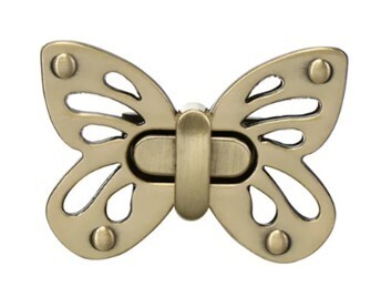 Antique Brass Butterfly Turn Lock Closure