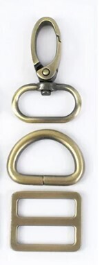 Antique Brass Buckle Set Clasp/D-Ring/Slider 38mm