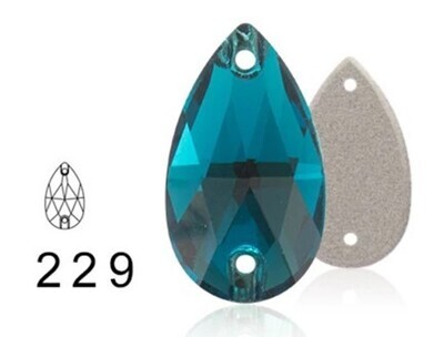 Cabochon Teardrop Faceted Glass 17x28mm Turquoise