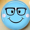 Cabochon Blue Smiley Face 25mm