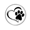Cabochon Dog Paw with Heart 25mm
