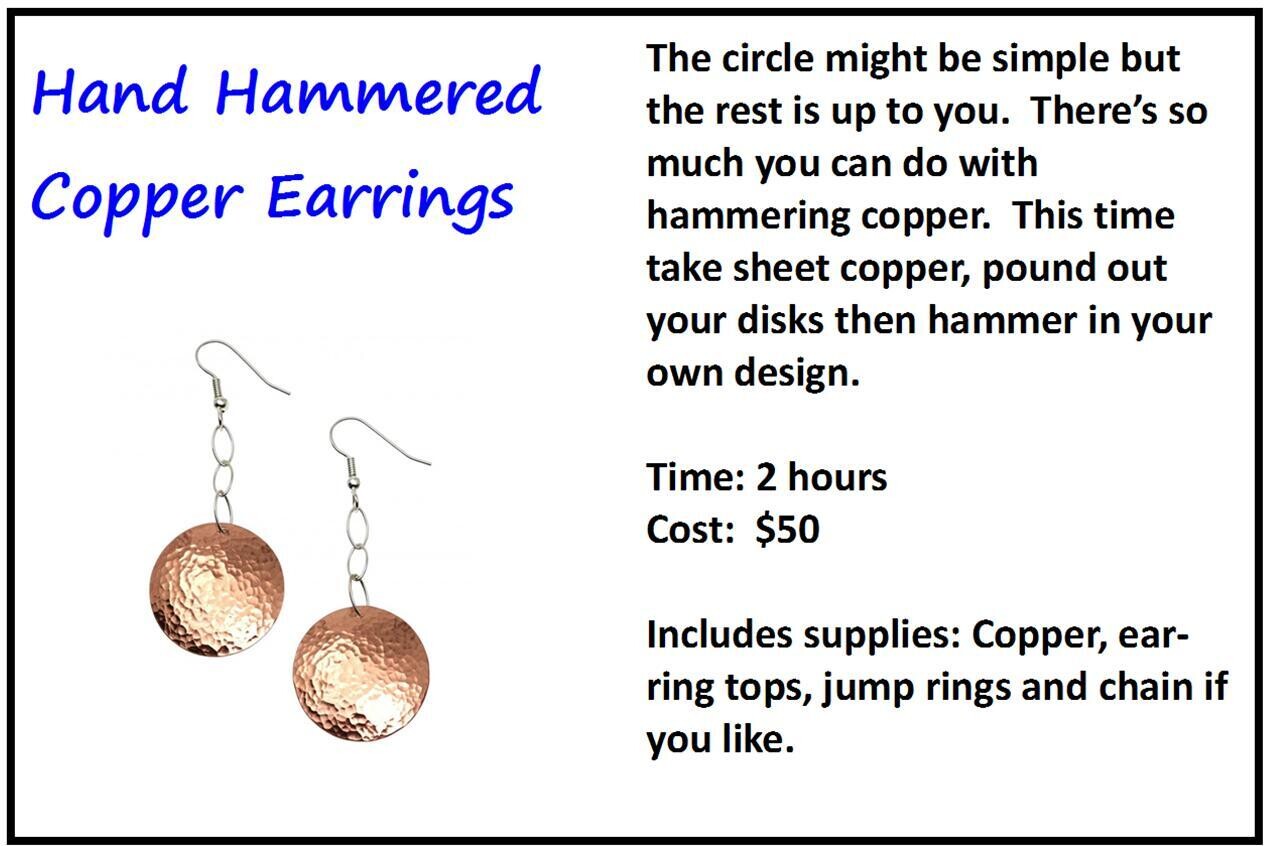 CLASS: Hammered Copper Earrings TBA