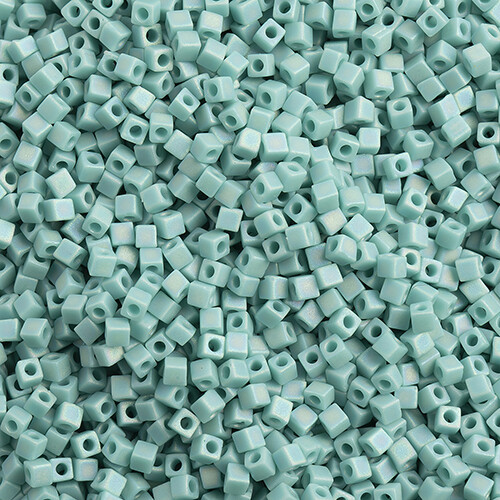 Miyuki Square 1.8mm apx 20gm Turquoise Green Opaque AB Matte