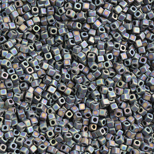 Miyuki Square 1.8mm apx 20gm Black Grey Opaque AB