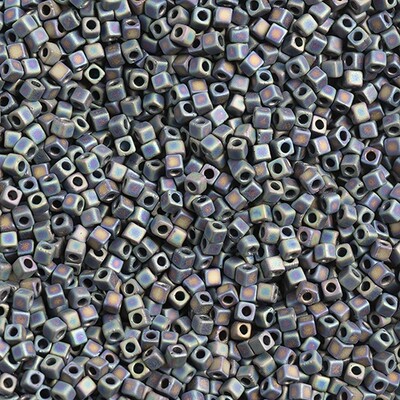 Miyuki Square 1.8mm apx 20gm Black Grey Opaque AB