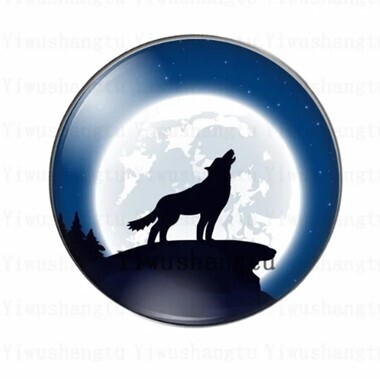 Cabochon Blue Wolf 25mm Glass