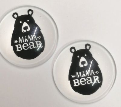 Cabochon MaMa Bear 25mm Glass