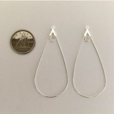 Teardrop Earrings Fine Silver Plate 25x35mm with Loop