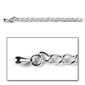 Necklace Extender Silver Plate on Brass 3pcs