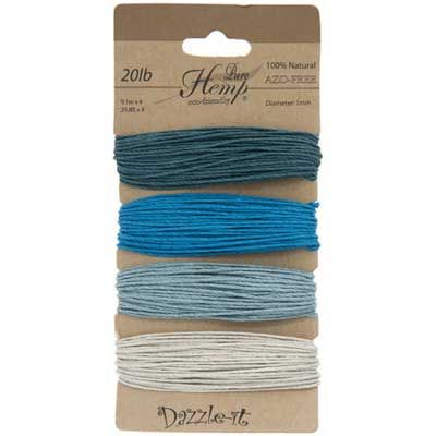 Hemp 20lb 1mm Shades of Aqua 9ft