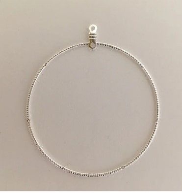 Hoop Earrings Notched Silver Plate 51mm 3 prs