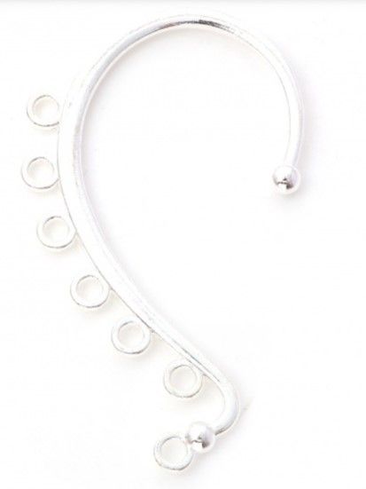 Ear Cuff with Loops Silver Plate1 pr 