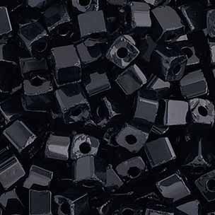 Square Beads Opaque Black 3.4x3.4mm