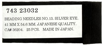 Beading Needles Silver Eye Sz 13 25pcs