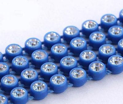 Dark Aqua Blue Plastic Rhinestone Banding SS6