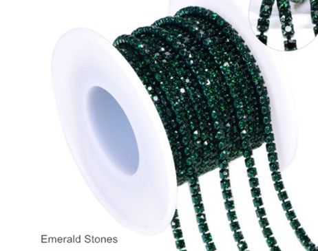 Spool Metal Rhinestone Banding Emerald Green 10m SS6