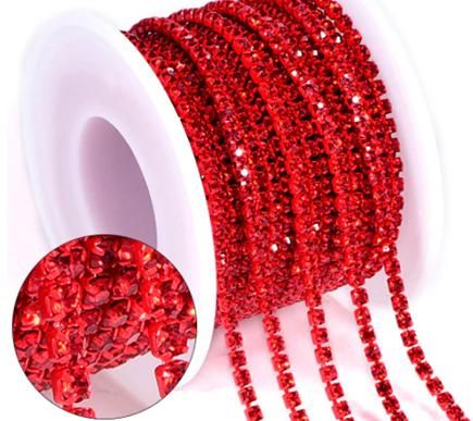 Spool Metal Rhinestone Banding Red  SS6 10m 