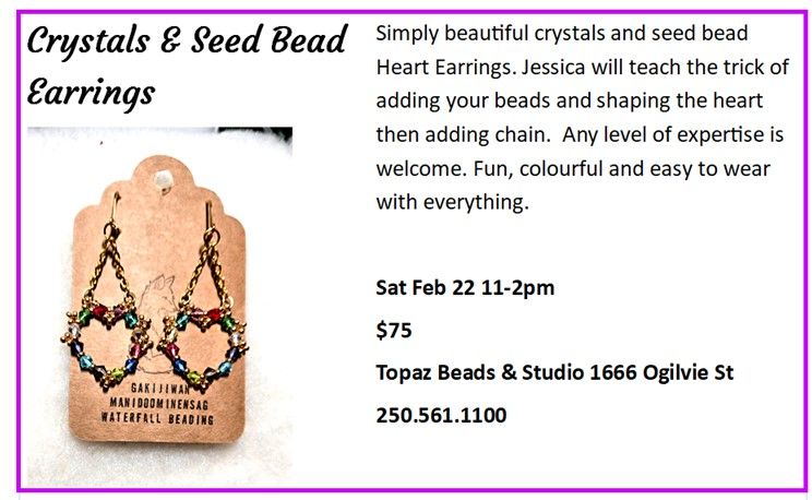 CLASS: Crystals &amp; Seed Bead Heart Earrings TBA