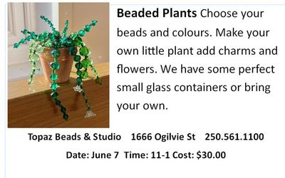 CLASS: Beaded Plants Sat June 7 11-1pm