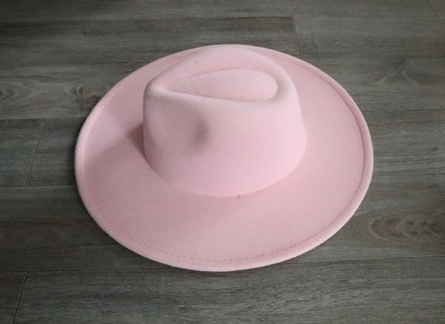 Fedora Hat Pink Wide Brim 