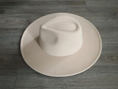 Fedora Hat Cream Wide Brim 