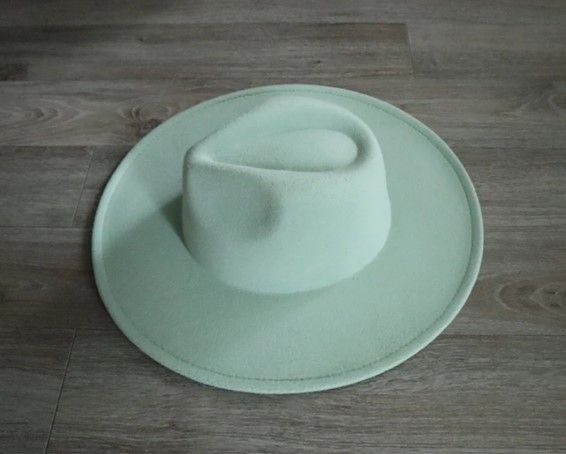 Fedora Hat Light Turquoise Wide Brim 