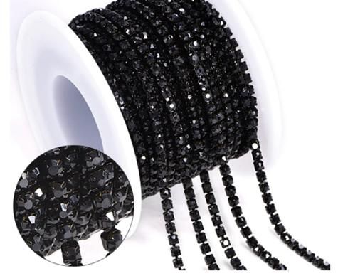 Spool Metal Rhinestone Banding Black 10m SS6
