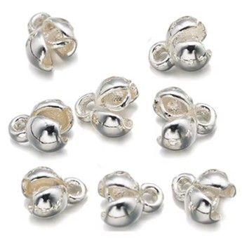 Pearl Crimp Ends 10pcs Silver Plate