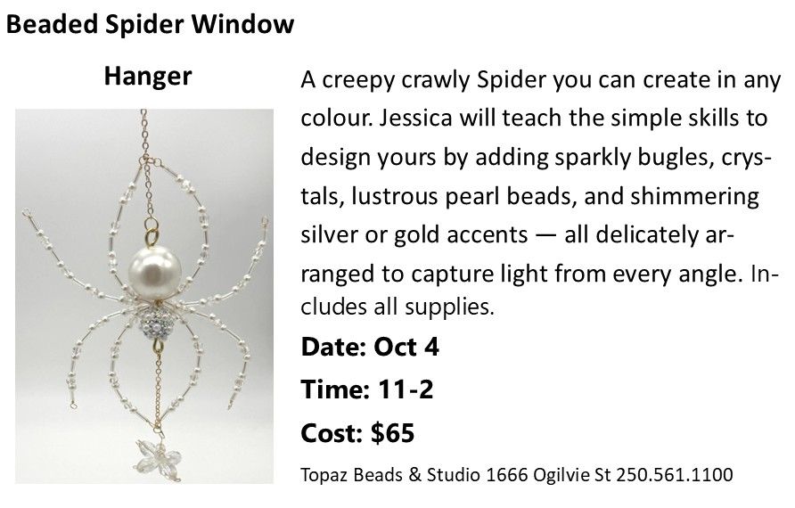 CLASS: Beaded Spider Window Hanging Sat Oct 4 11-2pm