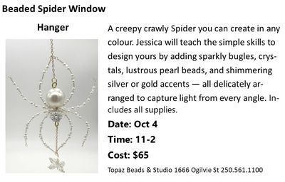 CLASS: Beaded Spider Window Hanging Sat Oct 4 11-2pm