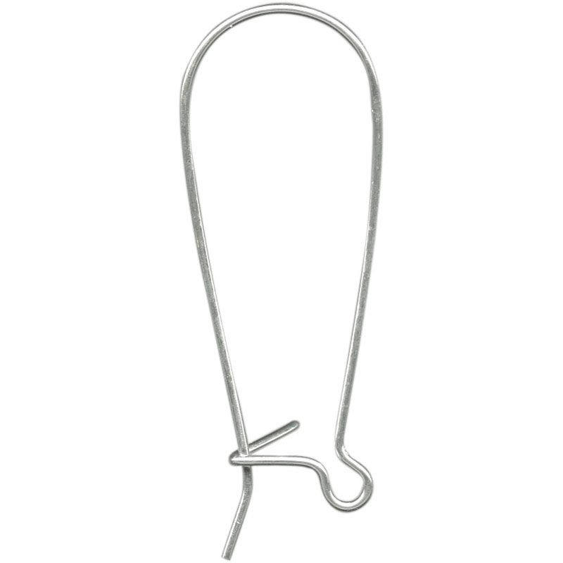 Kidney Hook Earrings Silver Plate on Brass 37x15mm 3 prs