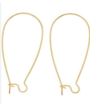  Kidney Hook Earrings Gold Plate 37x18mm 3prs