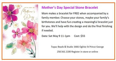 CLASS: Mother's Day Special Stone Bracelet Mom is FREE TBA