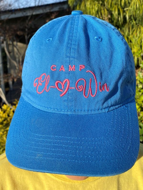 Camp El-O-Win Ball Cap - Shocking Sky Blue with Pink Embroidery