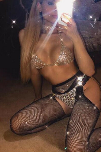 Conjunto de sujetador de cristal dorado