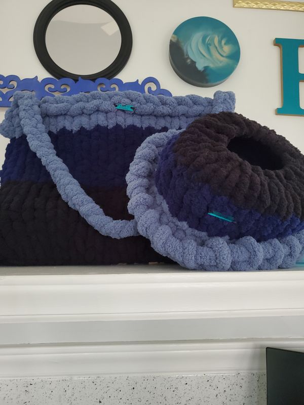 Furry Artisan Crocheted Hat and Bag