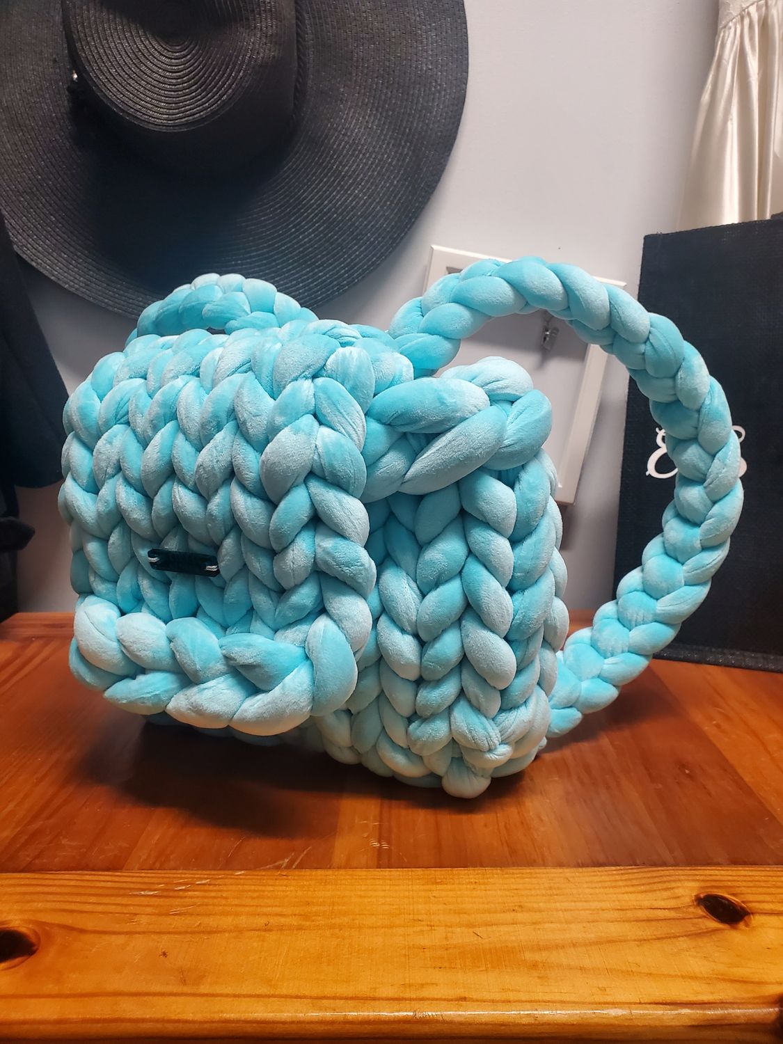 Teal Velvet Backpack Purse