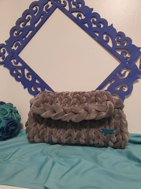 Grey Velvet Clutch