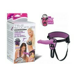 TRUE SCULPTURE 7" VIBRATING STRAP-ON