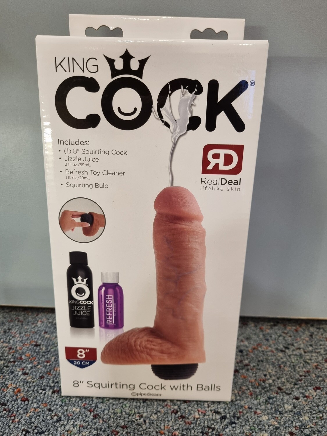 KING COCK - 8" SQUIRTING COCK WITH BALLS