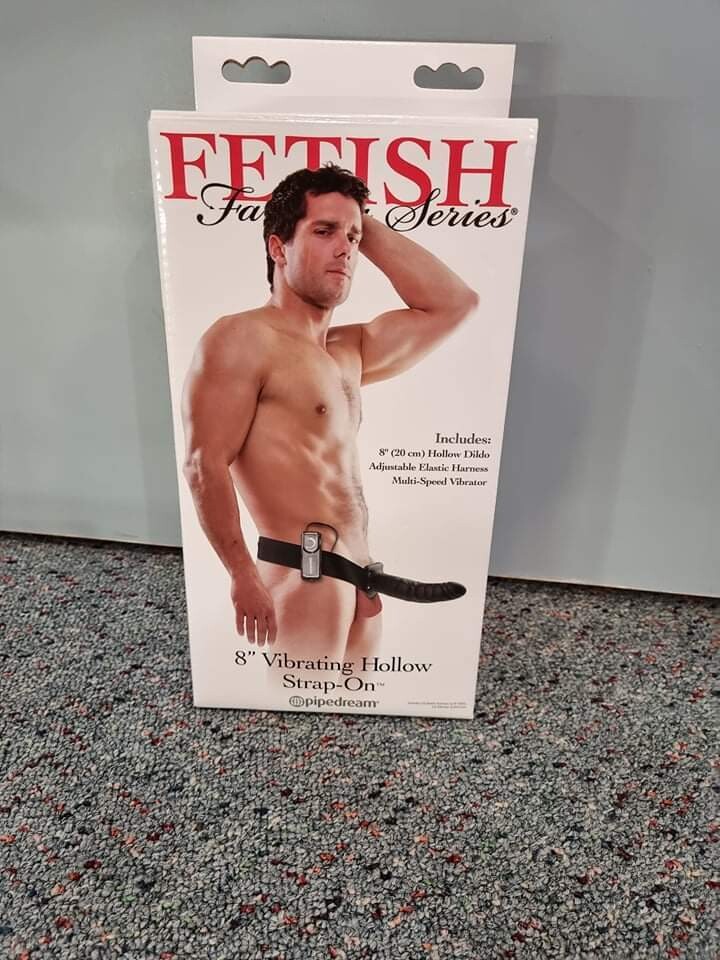 FETISH FANTASY - 8" VIBRATING HOLLOW STRAP-ON