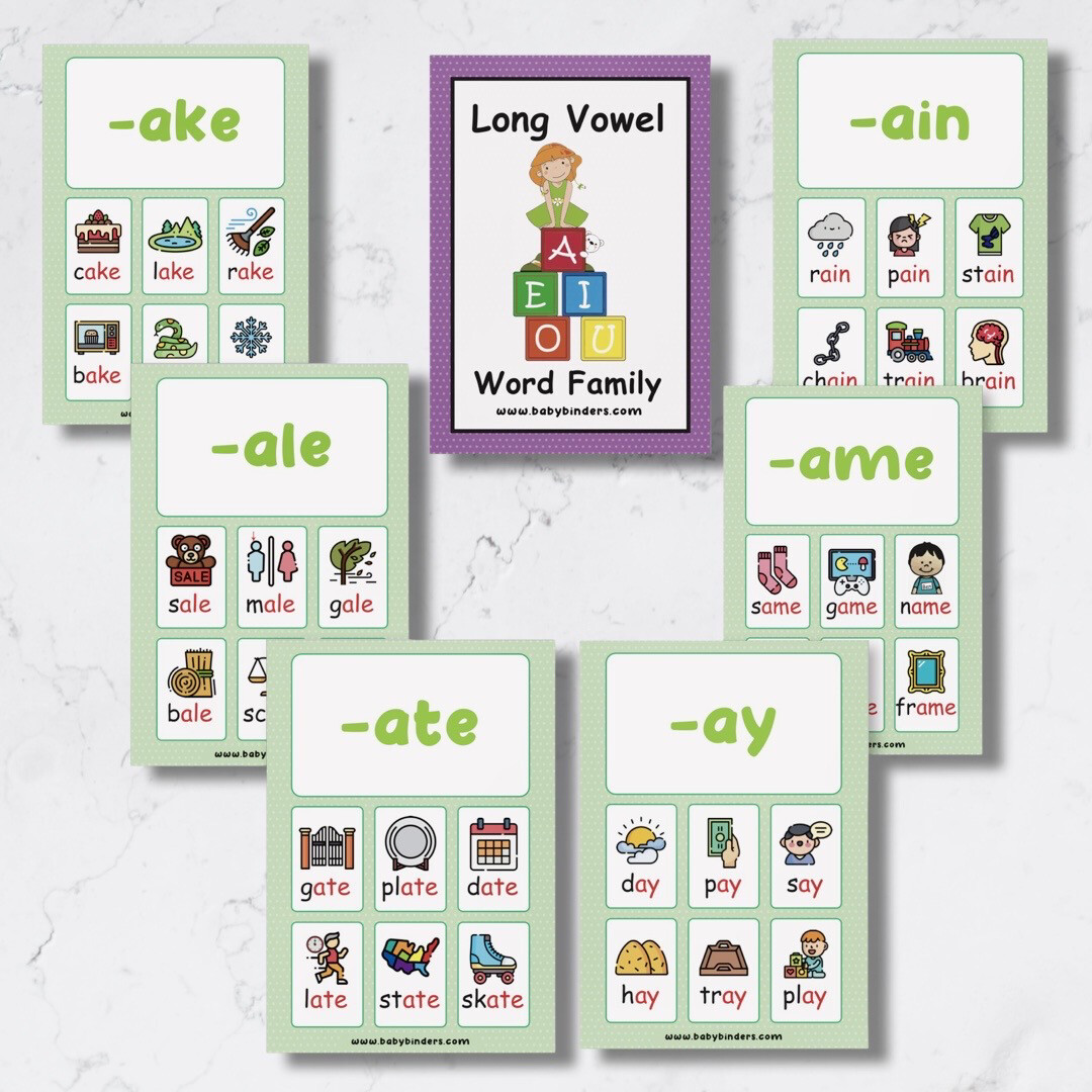 Reusable Long Vowel Word Family Cards